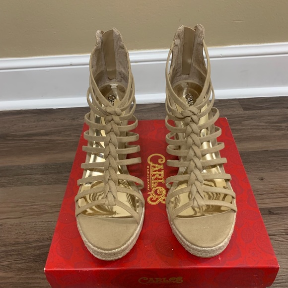 Carlos Camilla Tan Platform Wedge Sandals Size 10 Sandal Wedges - Picture 6 of 12